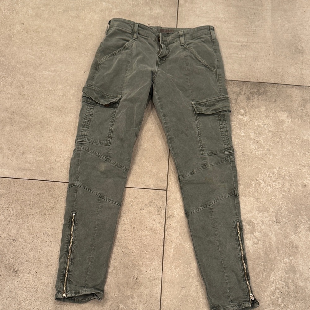 J Brand Green Cargo Pants with Zipper Details